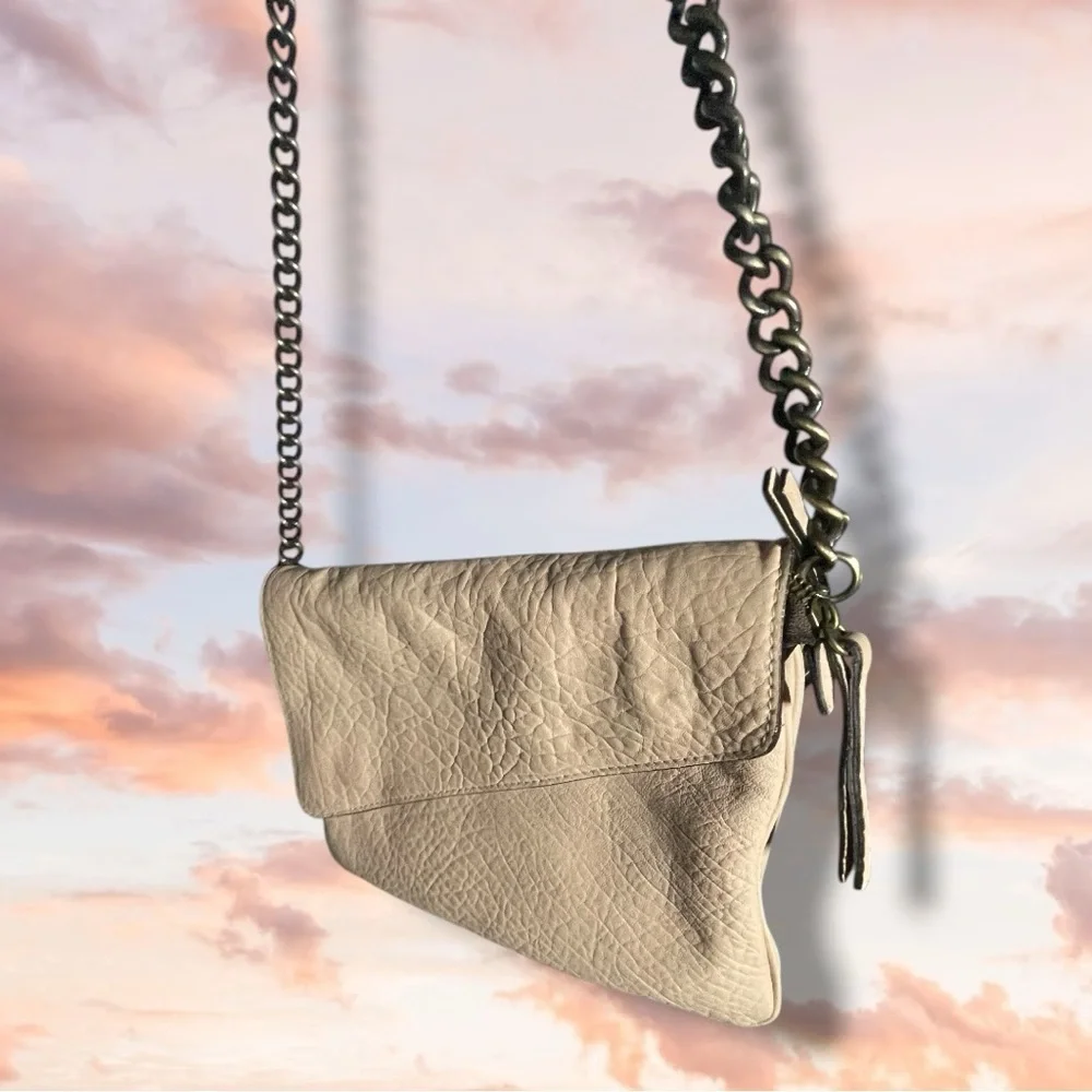 Maxon Collection Italian Napa Leather Asymmetric Flap Crossbody Bag, Cipria Pink